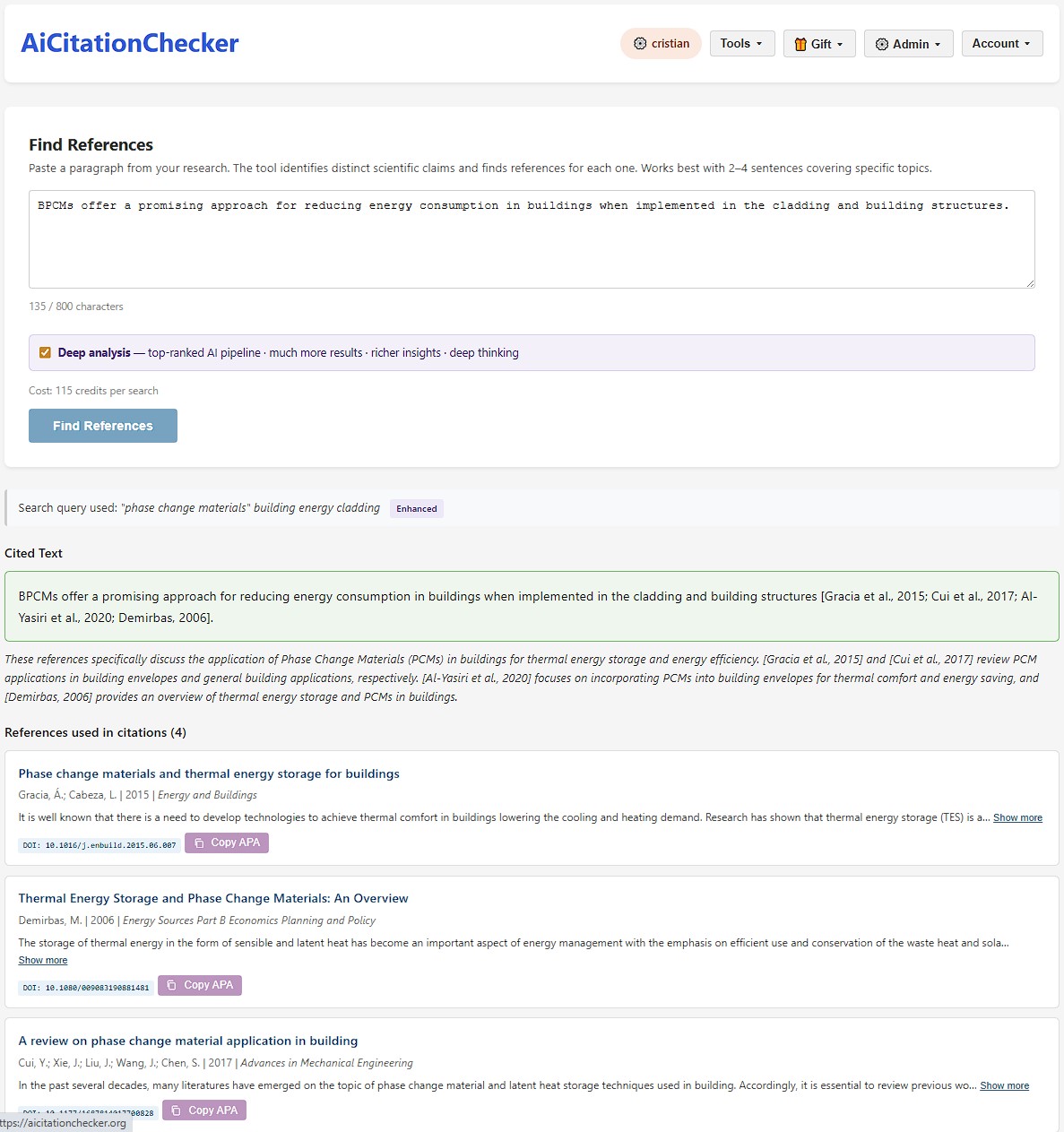 AiCitationChecker Quellen finden — Tiefenanalyse-Ergebnisse mit 4 Inline-Zitaten aus mehreren Suchanfragen